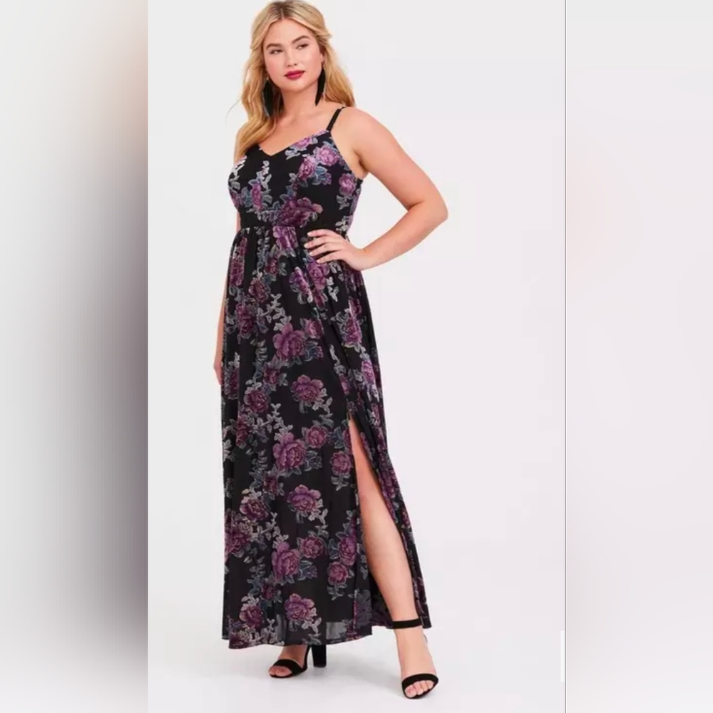 torrid Black Maxi Dress with Purple Floral Print
